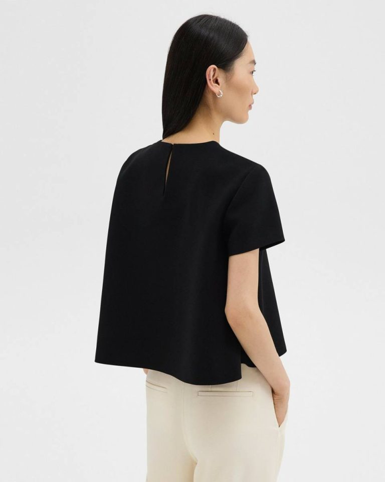 A-Line Top In Admiral Crepe Theory Women Black Tops - 3