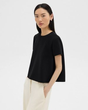 A-Line Top In Admiral Crepe Theory Women Black Tops - 1