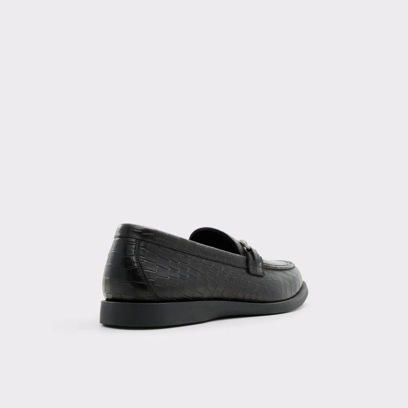 Aldo Black Leather Croco Men Sevul Black Leather Croco Men's Casual Shoes Loafers & Slip-Ons - 2