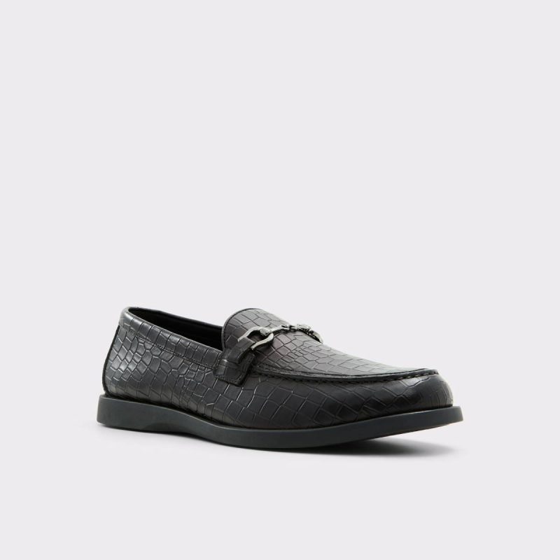 Aldo Black Leather Croco Men Sevul Black Leather Croco Men's Casual Shoes Loafers & Slip-Ons - 4