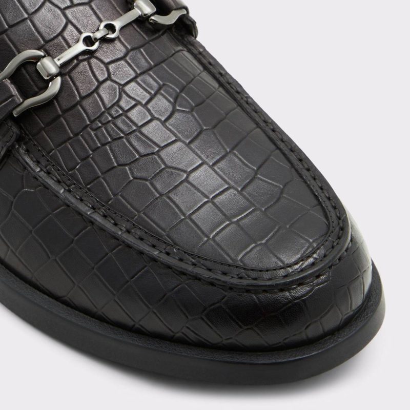Aldo Black Leather Croco Men Sevul Black Leather Croco Men's Casual Shoes Loafers & Slip-Ons - 5