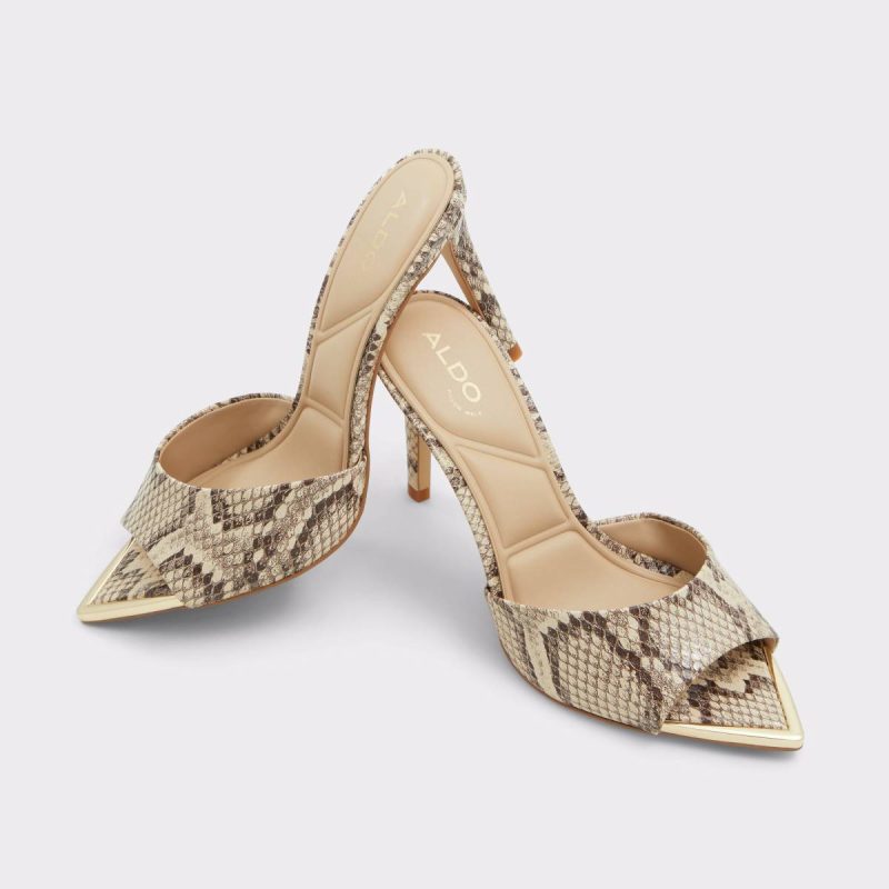 Aldo Heels Anniebrilden Brown Overflow Women's Heeled Mules Women Brown Overflow - 2