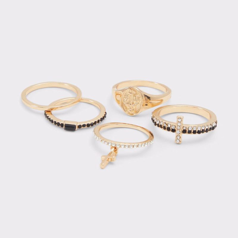 Aldo Jewelry Women Black/Gold Multi Glenealy Black/Gold Multi Women's Rings - 1
