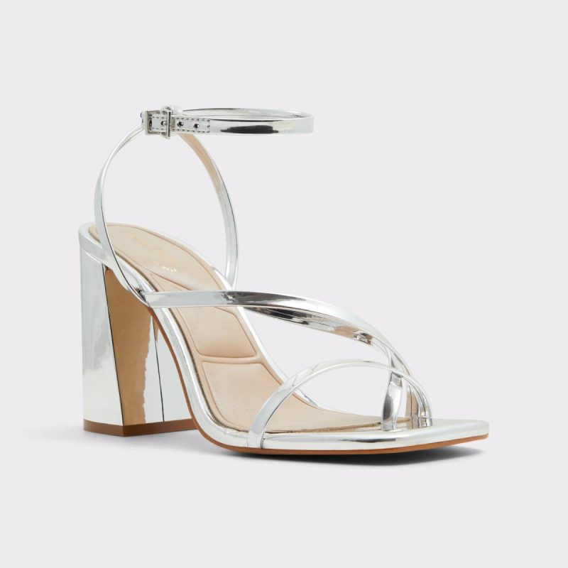 Aldo Silver Heels Laurader Silver Women's Block Heels Women - 4