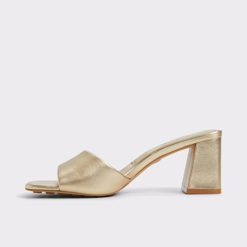 Aldo Tisha Gold Women's Heeled Mules Women Sandals Gold - 3