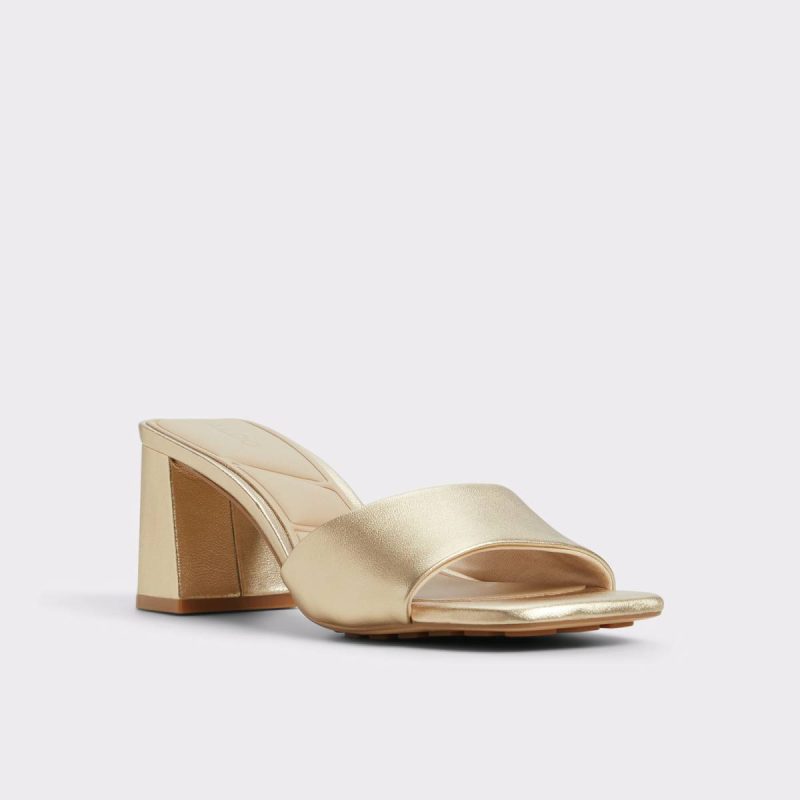 Aldo Tisha Gold Women's Heeled Mules Women Sandals Gold - 4