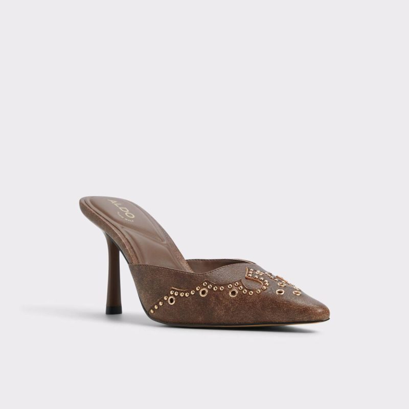 Amarilla Medium Brown Women's Mule Slides Aldo Heels Women Medium Brown - 4
