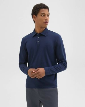 Baltic Long-Sleeve Polo Shirt In Cotton Jersey Men Theory T-Shirts + Polos - 1