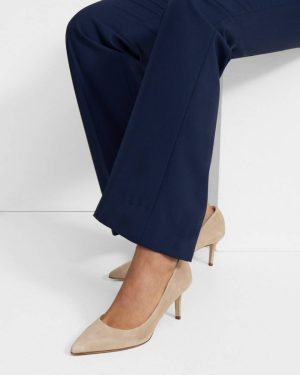 Beige Clay Women Shoes Theory City 55 Pump In Suede - 1