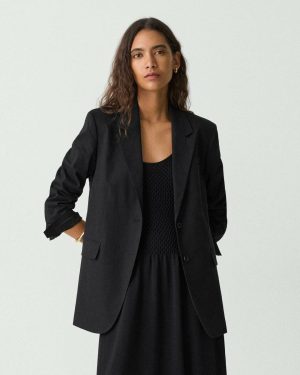 Black Blazers + Jackets Theory Relaxed Blazer In Good Linen Women - 1