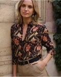 Black Calista Print Shirt Women Polín Et Moi Tops - 1