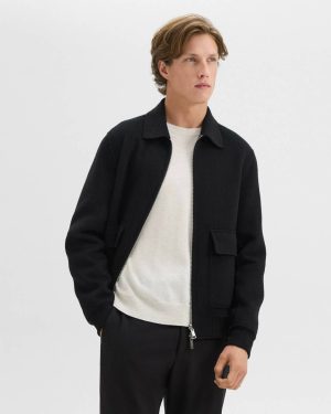 Black/Dk Charcoal Mel Sean Jacket In Double-Face Wool-Cashmere Outerwear Theory Men - 1
