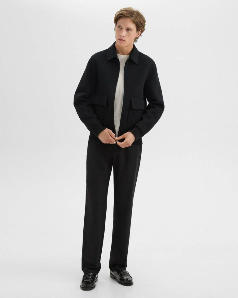 Black/Dk Charcoal Mel Sean Jacket In Double-Face Wool-Cashmere Outerwear Theory Men - 5
