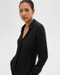 Black Fitted Shirt In Silk Georgette Women Tops Theory - 4