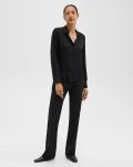 Black Fitted Shirt In Silk Georgette Women Tops Theory - 5