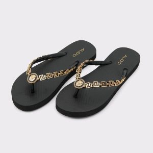 Black/Gold Multi Sandals Women Minarie Black/Gold Multi Women's Flat Sandals Aldo - 1