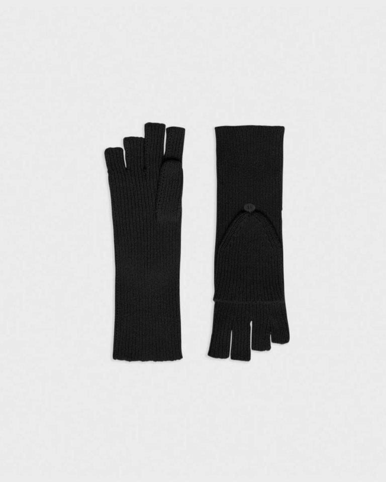 Black Hats, Gloves + Scarves Theory Women Fold-Back Gloves In Cashmere - 2
