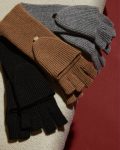 Black Hats, Gloves + Scarves Theory Women Fold-Back Gloves In Cashmere - 3