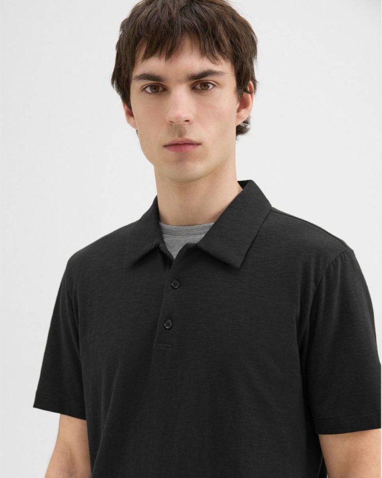 Black Men Bron Polo Shirt In Cosmos Slub Cotton Theory T-Shirts + Polos - 4