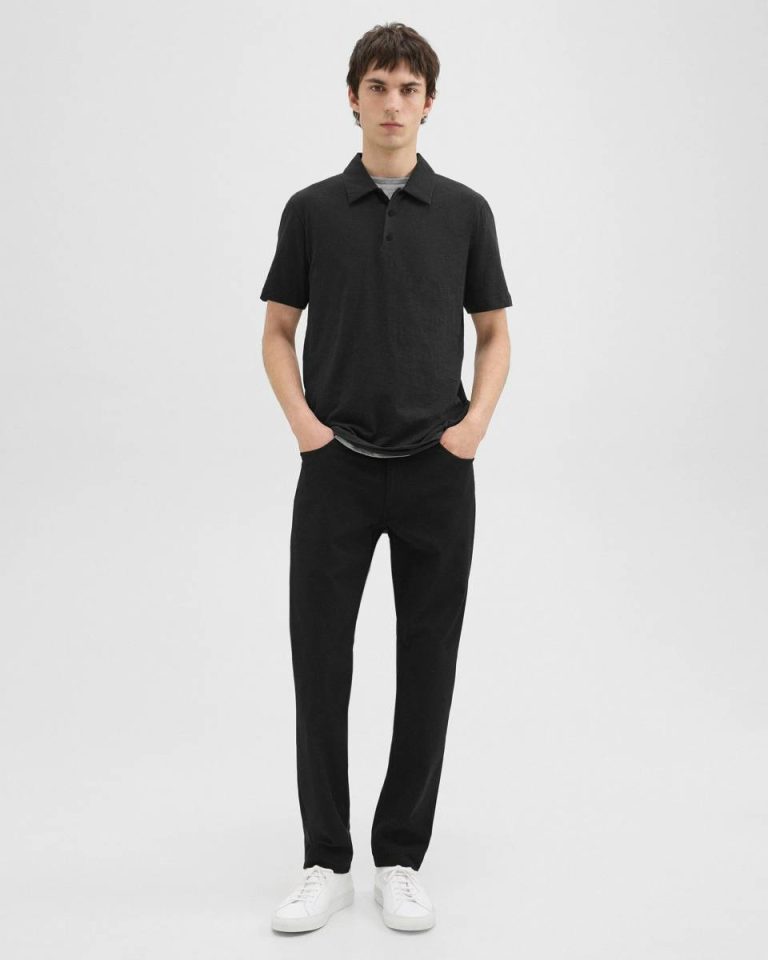 Black Men Bron Polo Shirt In Cosmos Slub Cotton Theory T-Shirts + Polos - 5