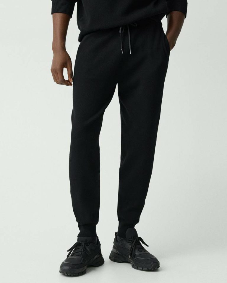 Black Men Drawstring Jogger In Fine Bilen Pants Theory - 4