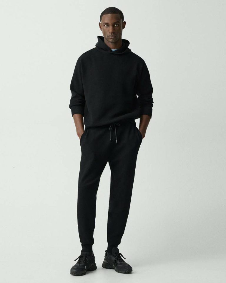 Black Men Drawstring Jogger In Fine Bilen Pants Theory - 1