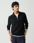 Black Men Quarter-Zip Polo Sweater In Light Bilen Theory Loungewear - 1