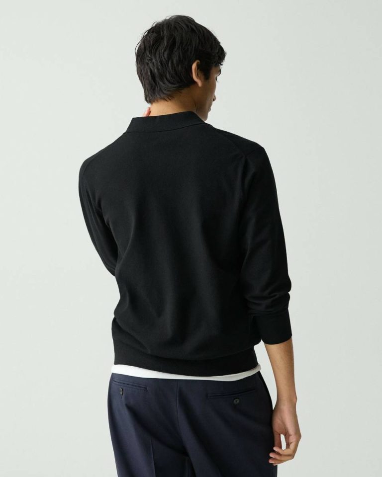 Black Men Quarter-Zip Polo Sweater In Light Bilen Theory Loungewear - 3