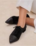 Black Mirenia Lace-Up Moccasin Footwear Polín Et Moi Women - 1