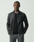 Black Morvek Zip Jacket In Leather Theory Blazers + Jackets Men - 1
