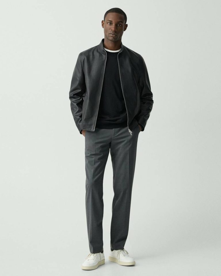 Black Morvek Zip Jacket In Leather Theory Blazers + Jackets Men - 5