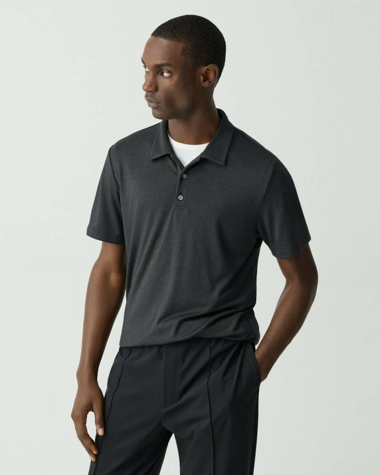 Black Multi Bron Polo Shirt In Anemone Modal Jersey Men Theory T-Shirts + Polos - 2