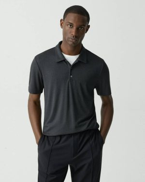 Black Multi Bron Polo Shirt In Anemone Modal Jersey Men Theory T-Shirts + Polos - 1