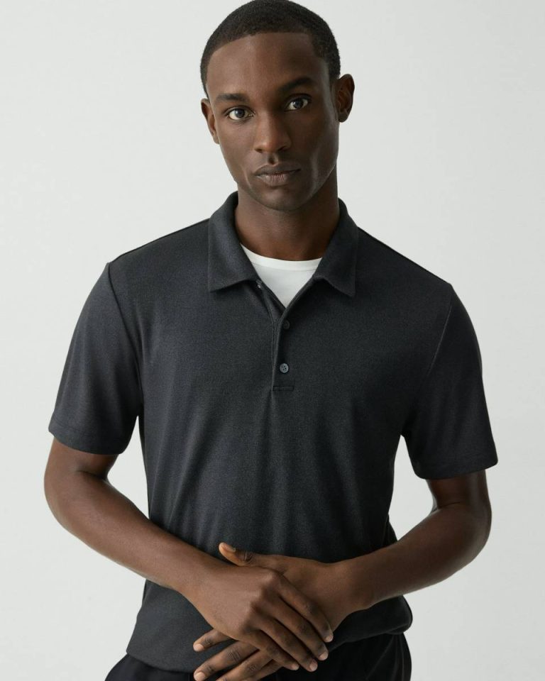 Black Multi Bron Polo Shirt In Anemone Modal Jersey Men Theory T-Shirts + Polos - 4
