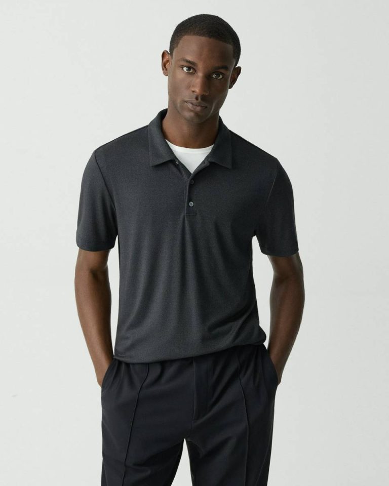 Black Multi Bron Polo Shirt In Anemone Modal Jersey Men Theory T-Shirts + Polos - 1