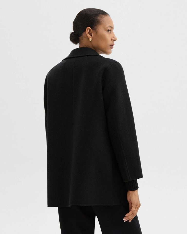 Black Outerwear Women Clairene Jacket In Double-Face Wool-Cashmere Theory - 3