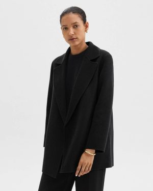 Black Outerwear Women Clairene Jacket In Double-Face Wool-Cashmere Theory - 1