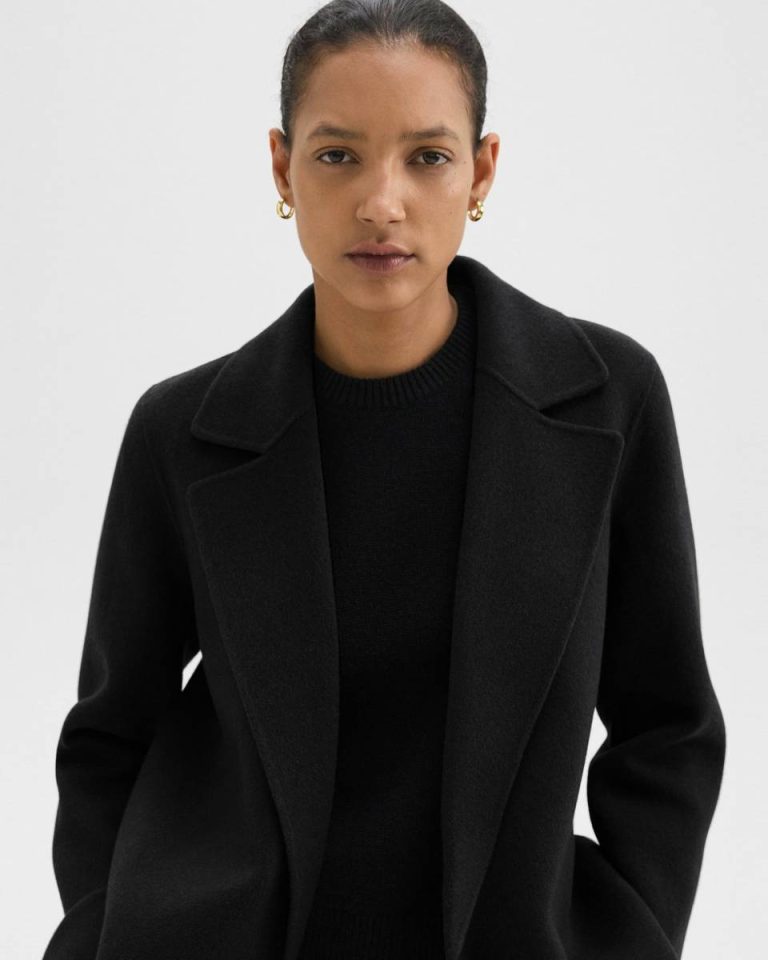 Black Outerwear Women Clairene Jacket In Double-Face Wool-Cashmere Theory - 4