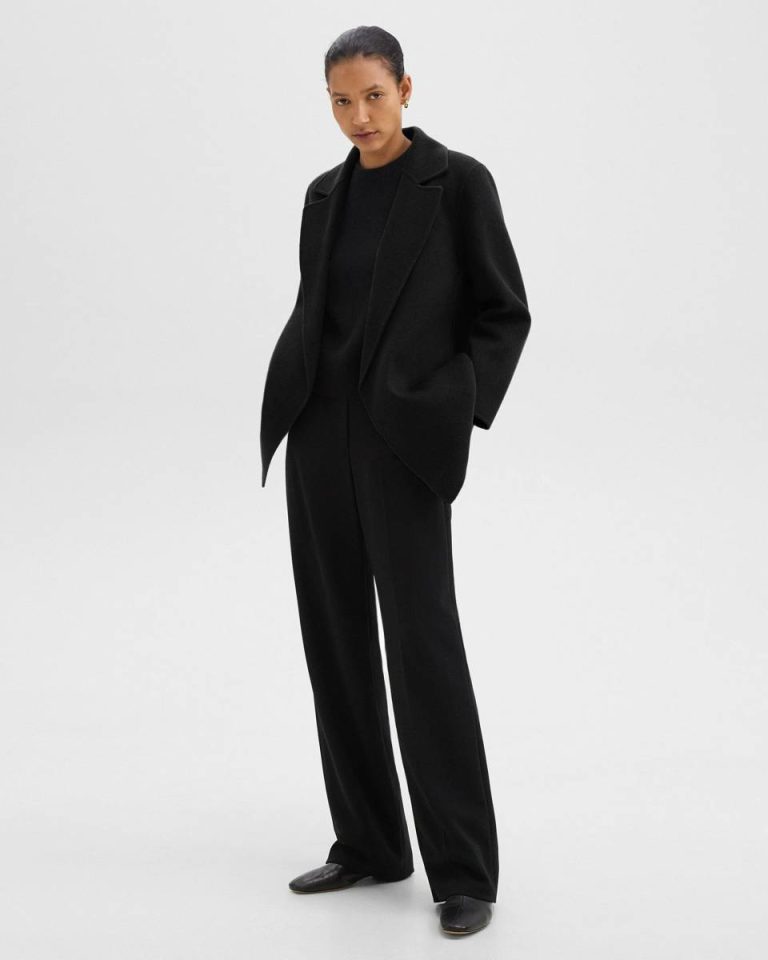 Black Outerwear Women Clairene Jacket In Double-Face Wool-Cashmere Theory - 5