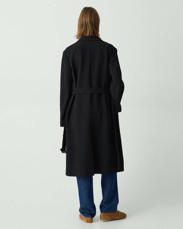 Black Slim Car Coat In Admiral Crepe Theory Women Outerwear - 3