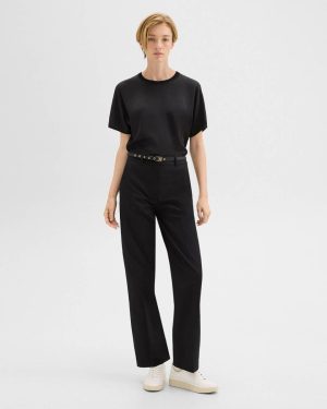 Black Straight Pant In Gabardine Theory Women Pants - 1