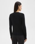 Black V-Neck Cardigan In Regal Wool Women Sweaters + Cardigans Theory - 3