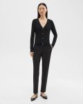 Black V-Neck Cardigan In Regal Wool Women Sweaters + Cardigans Theory - 5