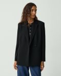 Black Women Blazers + Jackets Relaxed Double-Breasted Blazer In Admiral Crepe Theory - 1