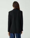 Black Women Blazers + Jackets Relaxed Double-Breasted Blazer In Admiral Crepe Theory - 3