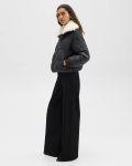 Black Women Shearling-Trimmed Puffer Jacket In Recycled Nylon Theory Outerwear - 5