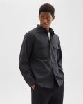 Blazers + Jackets Garvin Shirt Jacket In Stretch Wool Dark Charcoal Men Theory - 2