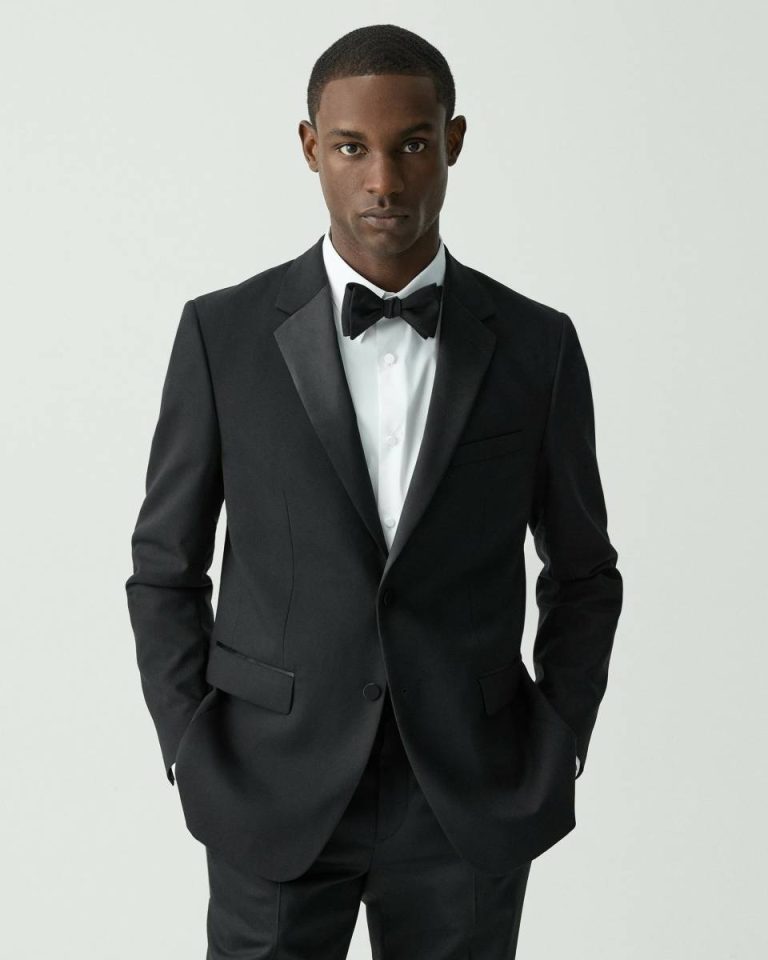Blazers + Jackets Men Theory Chambers Tuxedo Blazer In Stretch Wool Black - 2