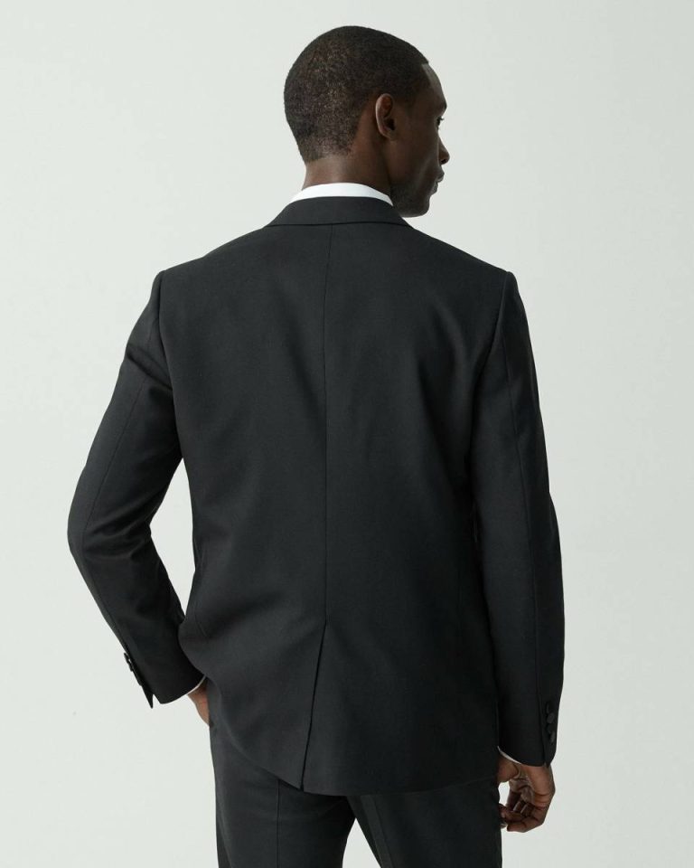 Blazers + Jackets Men Theory Chambers Tuxedo Blazer In Stretch Wool Black - 3