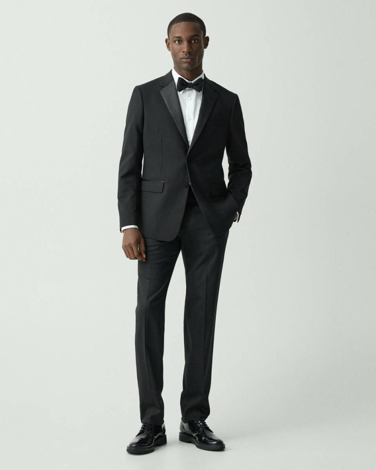 Blazers + Jackets Men Theory Chambers Tuxedo Blazer In Stretch Wool Black - 5
